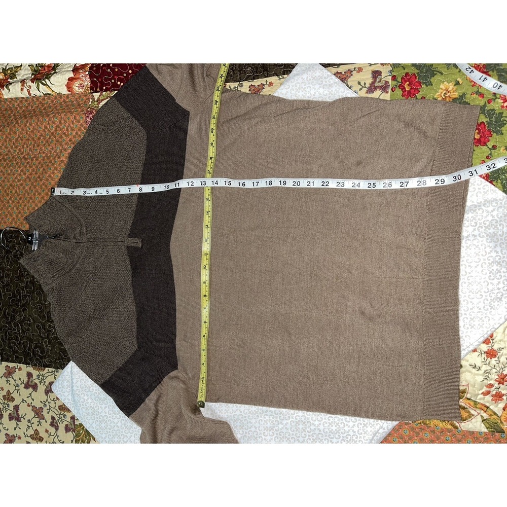 Banana Republic wool Sweater Men's Xl Brown/tan 1/4 Zip 100% MerinPullover - Picture 3 of 4